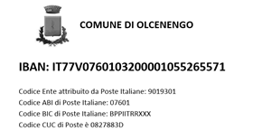 Avviso per i pagamenti al Comune di Olcenengo
